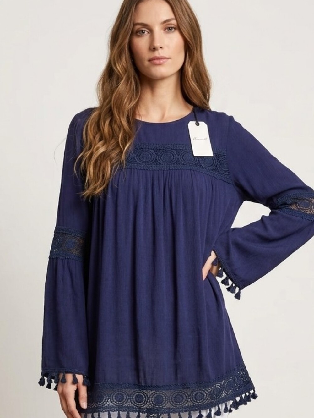 Dark Navy Blue Bohemian Tunic with Tassels 💙 Never Worn 💙